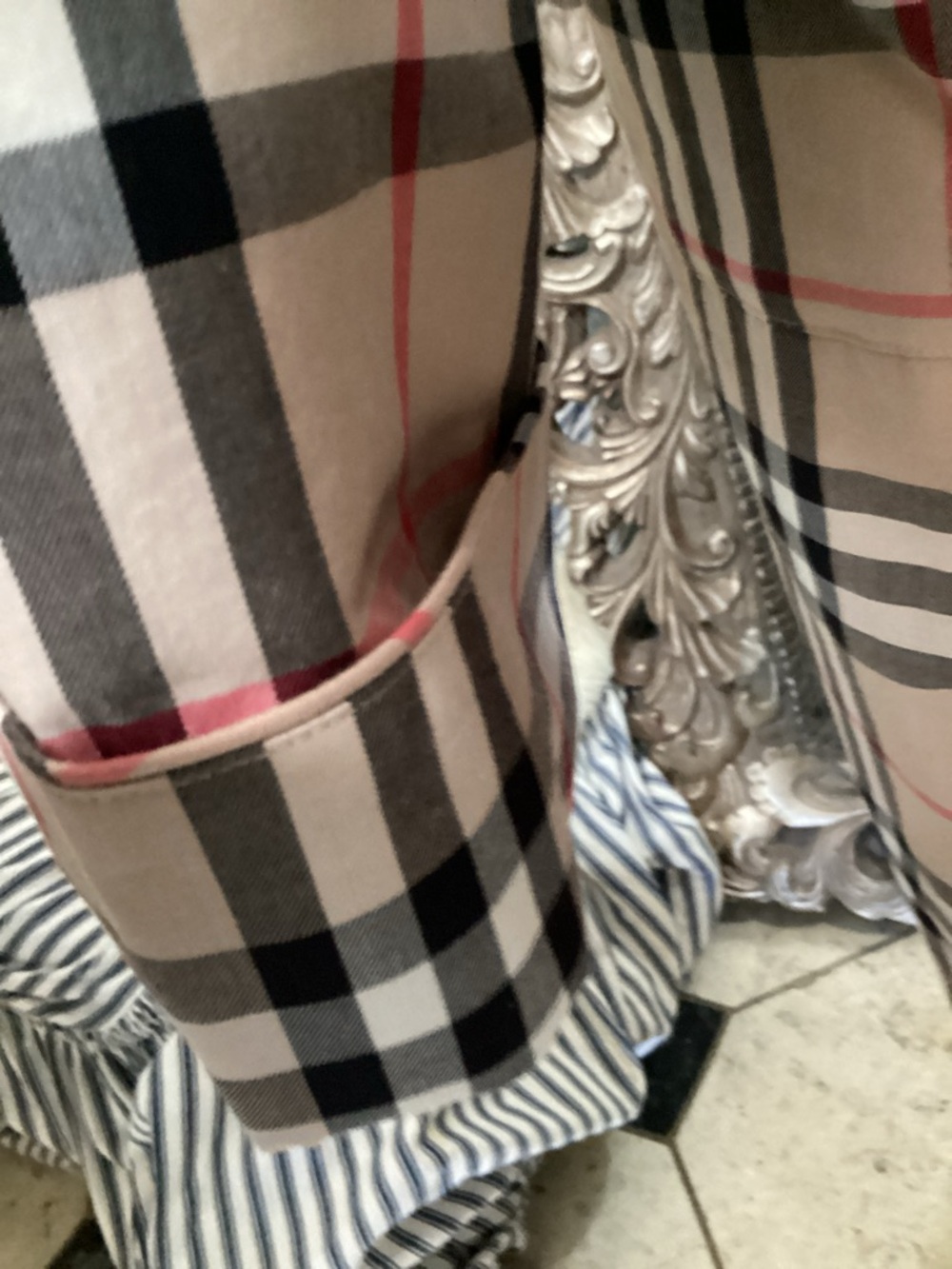 Plaid Cotton Robe in Beige - Classic Burberry  print 100 cotton - Picture 4 of 11